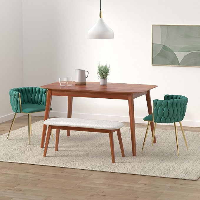 Nrizc Woven Velvet Dining Chairs, Set of 2